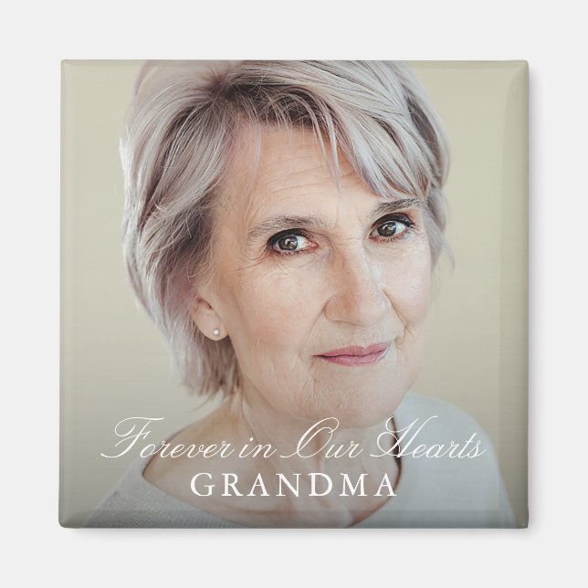 Simple Elegant Script Full Photo Memorial Magnet (Front)