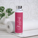 Simple Elegant Script Fuschia Hot Pink Modern Water Bottle<br><div class="desc">Modern fuschia / hot pink water bottle featuring a simple and minimalist design with your name in an elegant brush script.  A cute design perfect for a girly girl.</div>