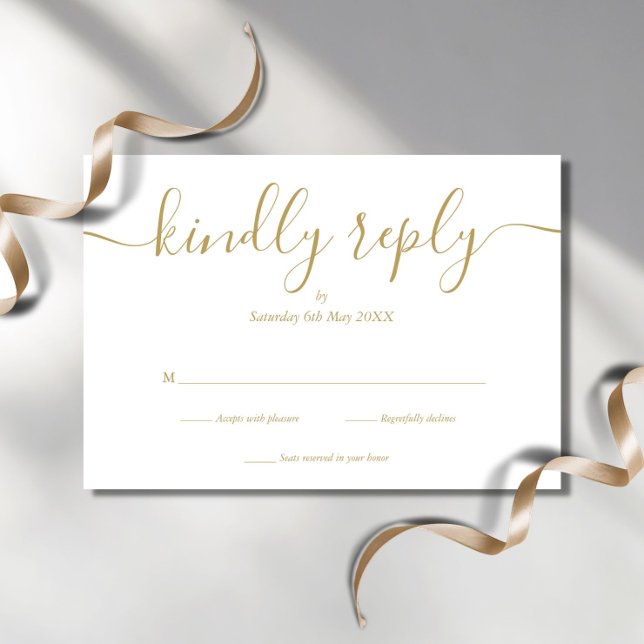 Simple Elegant Script Gold RSVP Card (Creator Uploaded)