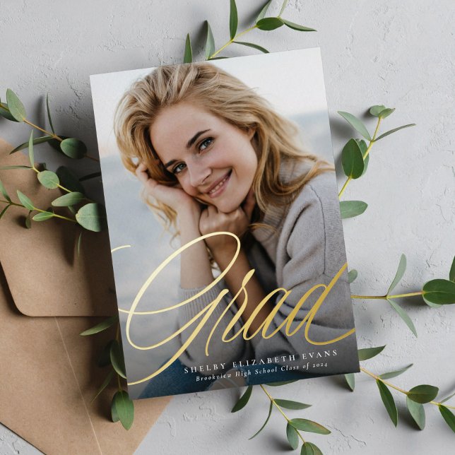 Simple elegant script grad one photo graduation (Creator Uploaded)