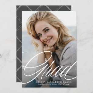 Simple elegant script grad one photo graduation announcement