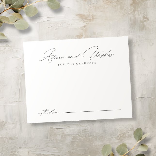 Simple Elegant Script Graduate advice & wishes Card (Simple Elegant Script Graduate advice & wishes Note Card)
