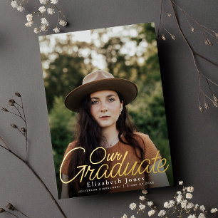 Simple Elegant Script Graduation Photo Foil