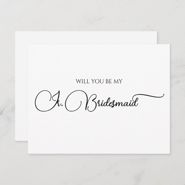Simple Elegant Script Junior Bridesmaid Proposal Card (Front/Back)