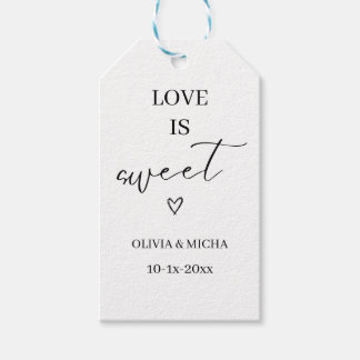 simple elegant script Love is sweet wedding favor  Gift Tags
