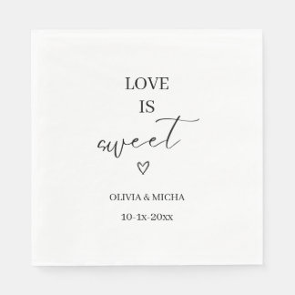 simple elegant script Love is sweet wedding favor  Napkin