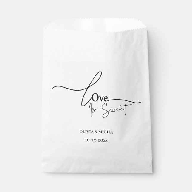 simple elegant script Love is sweet wedding favour Favour Bag (Front)