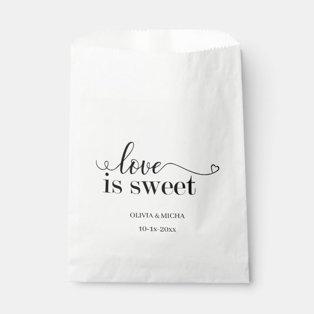 simple elegant script Love is sweet wedding favour Favour Bag (Front)