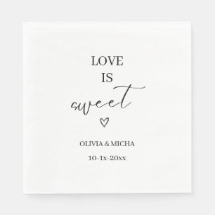 simple elegant script Love is sweet wedding favour Napkin
