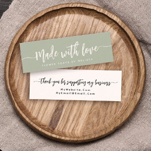 Simple Elegant Script Made with Love Small Mini Business Card