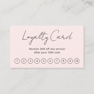 Simple Elegant Script Minimalist Blush Pink Modern Loyalty Card