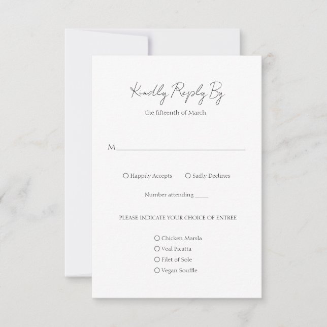 Simple Elegant Script Minimalist Classic Wedding RSVP Card (Front)
