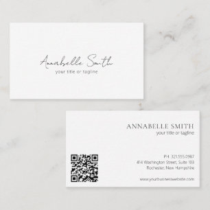 Simple Elegant Script Minimalist QR Code Modern Business Card