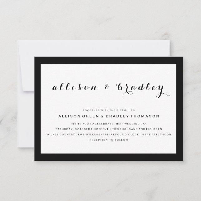 Simple Elegant Script | Modern Wedding Invitation (Front)
