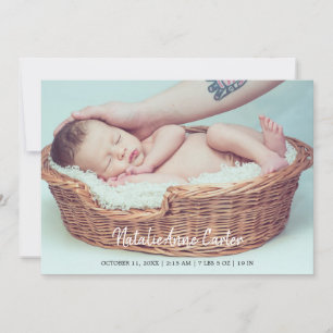 Simple Elegant Script Newborn Baby Minimalist Chic Announcement