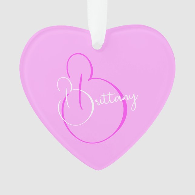 Simple Elegant Script Personalized Lilac Heart Ornament (Front)