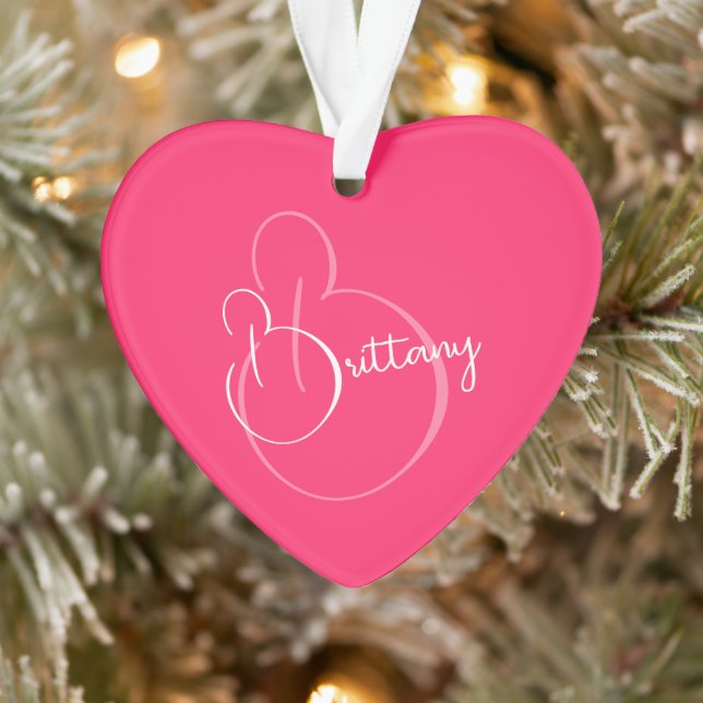 Simple Elegant Script Personalized Pink Christmas Ornament (Tree)