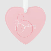 Simple Elegant Script Personalized Pink Heart