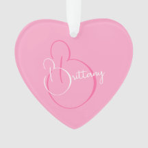 Simple Elegant Script Personalized Soft Pink Heart