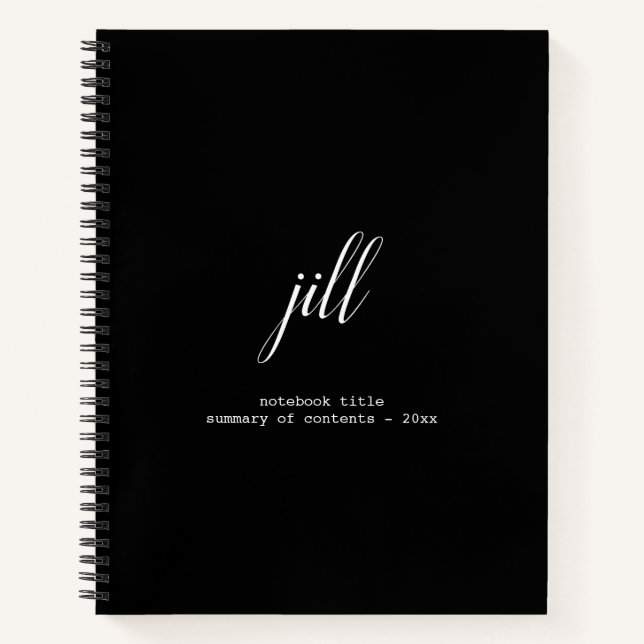 Simple Elegant Script Personalized Spiral Notebook (Front)