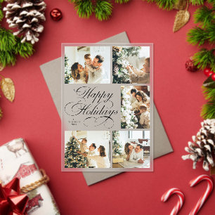 Simple Elegant Script Photo Collage Christmas Card Acrylic Invitations