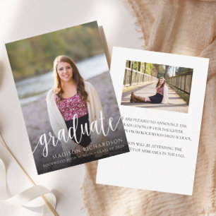Simple Elegant Script Photo Graduation Invitation