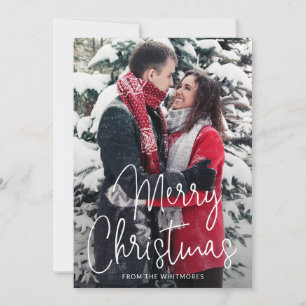 Simple Elegant Script Photo Modern Christmas Holiday Card