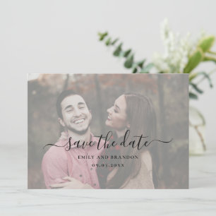 Simple Elegant Script Photo Modern Wedding Save The Date