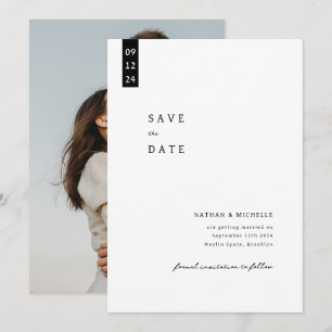 Simple Elegant Script Photo Monogram Wedding Save The Date