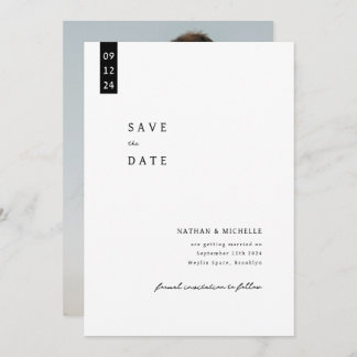 Simple Elegant Script Photo Monogram Wedding Save The Date