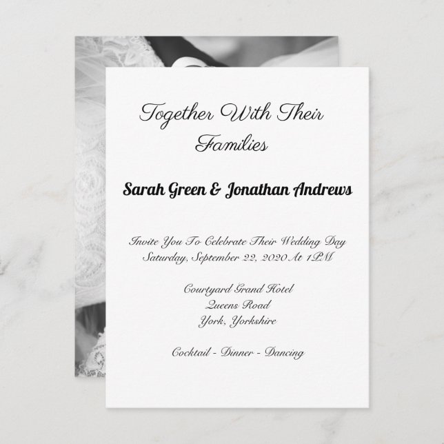 Simple Elegant Script Photo Wedding Invitation (Front/Back)