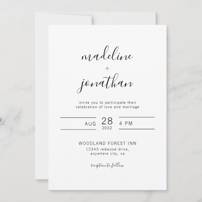 Simple Elegant Script Photo Wedding Invitation (Back)