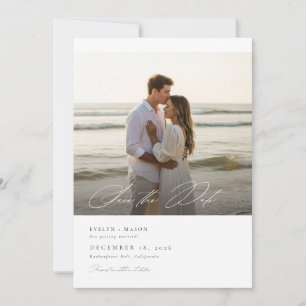Simple Elegant Script Photo Wedding QR Code Save The Date