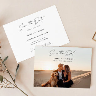Simple Elegant Script Photo Wedding Save the Date Invitation