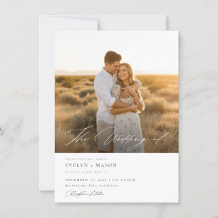 Simple Elegant Script QR Code Photo Budget Wedding Invitation
