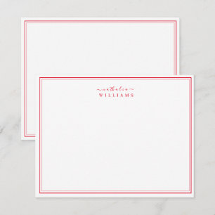 Simple Elegant Script Red Monogram Note Card