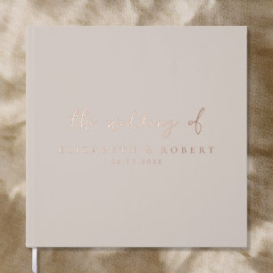 Simple Elegant Script Rose Gold Foil Wedding Guest Book