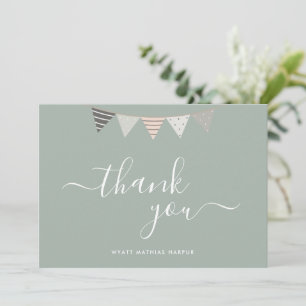 Simple Elegant Script Sage Green Baby Thank You Card