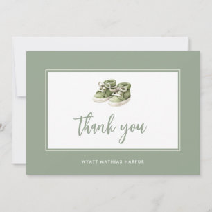 Simple Elegant Script Sage Green Baby Thank You Card