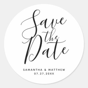 Simple Elegant Script Save The Date Boho Wedding Classic Round Sticker