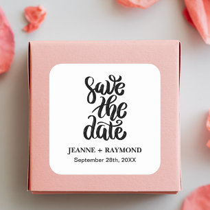 Simple Elegant Script Save The Date Boho Wedding Square Sticker