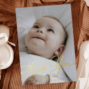 Simple Elegant Script Thank You Baby Announcement