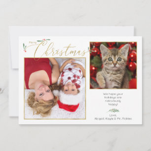 Simple Elegant Script Typography 2-Photo Holiday Card