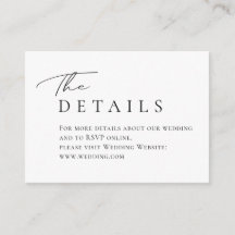 Simple Elegant script typography Wedding Details