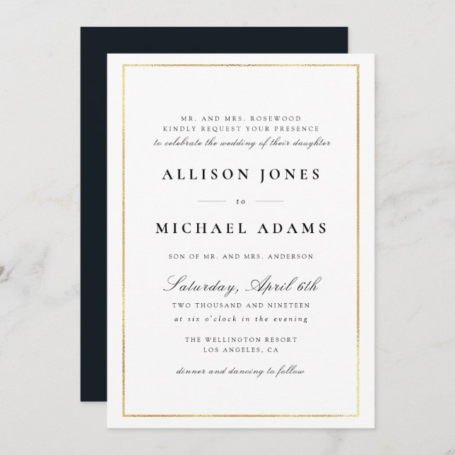 simple elegant script wedding invitation (Front/Back)