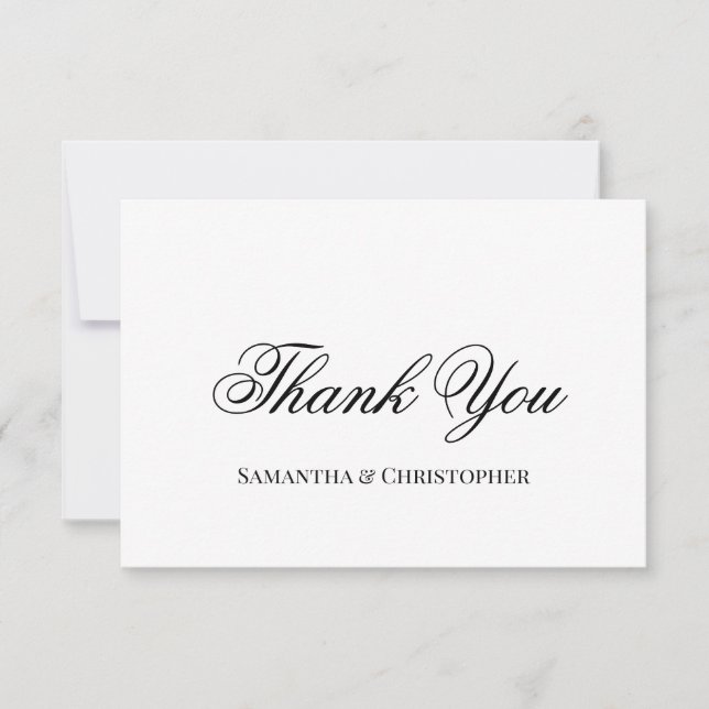 Simple Elegant Script Wedding Photo Thank You Card (Front)