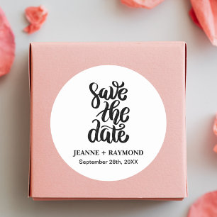 Simple Elegant Script Wedding Save The Date Boho Classic Round Sticker