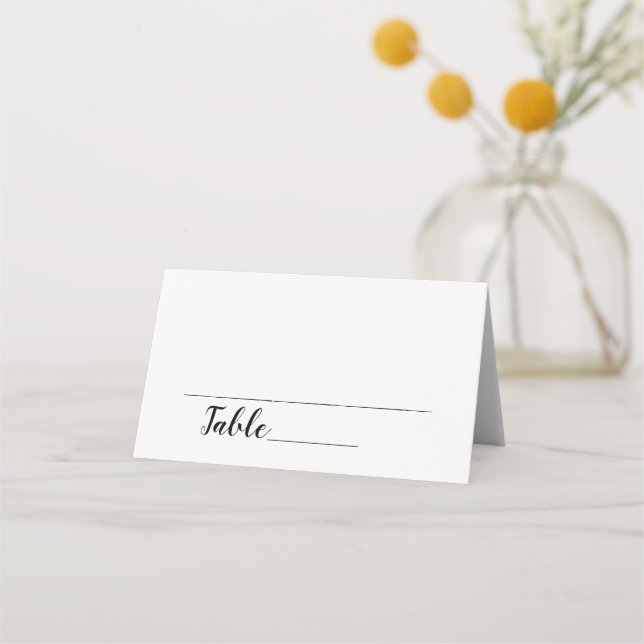 Simple Elegant Script Wedding Table Seating Number Place Card (Front)