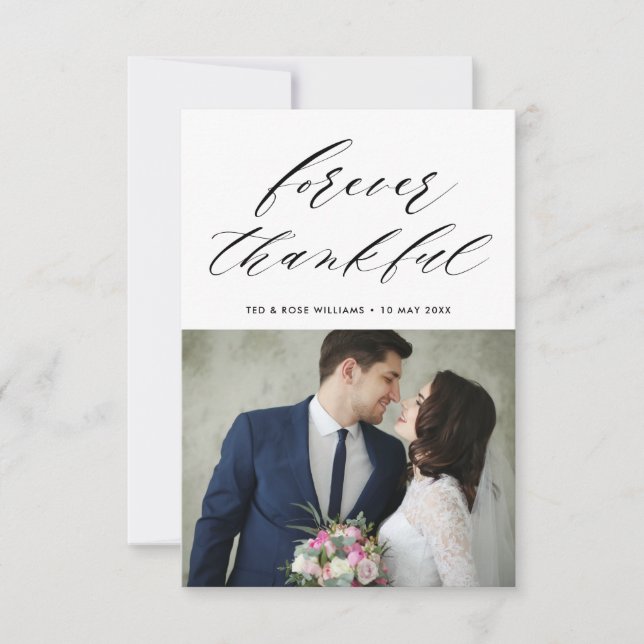 simple elegant script wedding thank you card (Front)