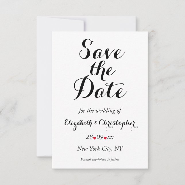 Simple Elegant Script White Wedding Engagement Save The Date (Front)